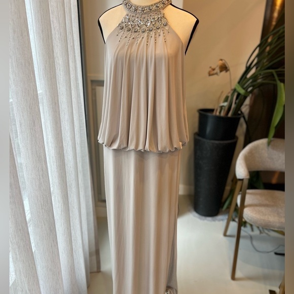 Mignon Light Grey Evening/Party Gown with Rhinestones - Picture 8 of 15